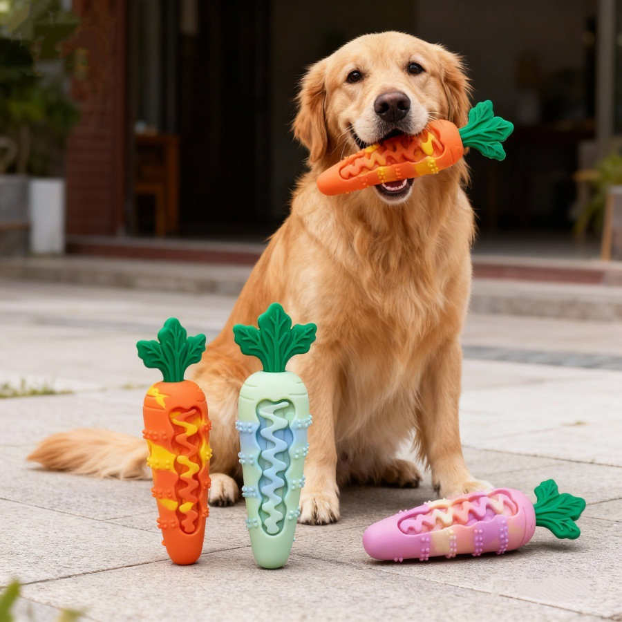 silicone teeth grinding noise maker toy for dog